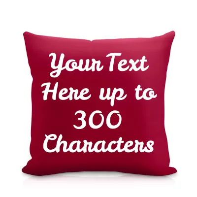 (25cm Square) Burgundy Soft Velvet Polyester Fabric with Removable Cover (Zip) (Personalised with Text)