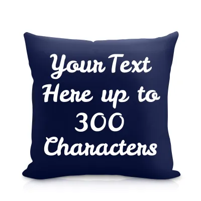 (25cm Square) Navy Blue Soft Velvet Polyester Fabric with Removable Cover (Zip) (Personalised with Text)