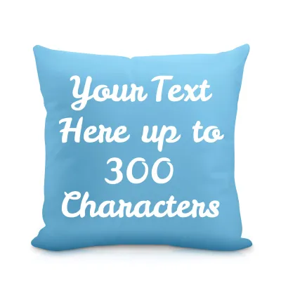 (25cm Square) Sky Blue Soft Velvet Polyester Fabric with Removable Cover (Zip) (Personalised with Text)