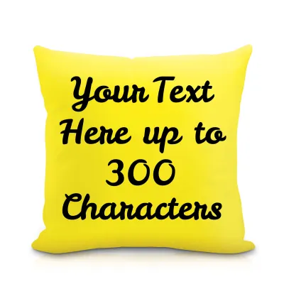 (25cm Square) Yellow Soft Velvet Polyester Fabric with Removable Cover (Zip) (Personalised with Text)