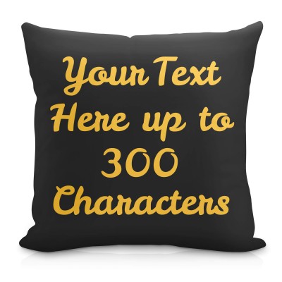 (40cm Square) Black & Gold Soft Velvet Polyester Fabric with Removable Cover (Zip) (Personalised with Text)