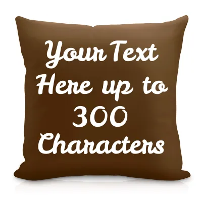(40cm Square) Brown Soft Velvet Polyester Fabric with Removable Cover (Zip) (Personalised with Text)