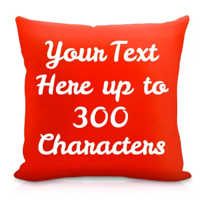 (40cm Square) Red Soft Velvet Polyester Fabric with Removable Cover (Zip) (Personalised with Text)