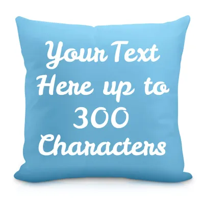 (40cm Square) Sky Blue Soft Velvet Polyester Fabric with Removable Cover (Zip) (Personalised with Text)