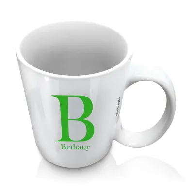 (10oz White) Bright Green (Personalised with Text)