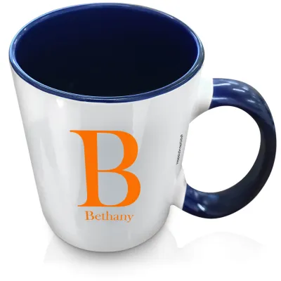 (XL 15oz Blue Inner & Handle) Burnt Orange (Personalised with Text)
