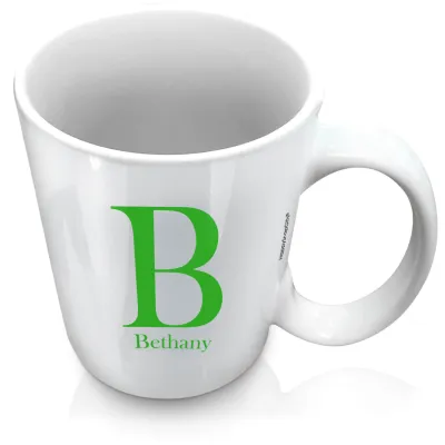 (XL 15oz White) Bright Green (Personalised with Text)