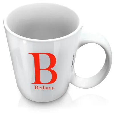 (XL 15oz White) Red (Personalised with Text)