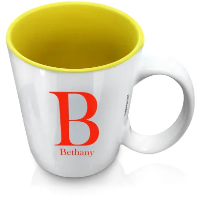 (XL 15oz Yellow) Red (Personalised with Text)