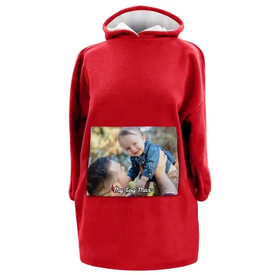 - XS (40cm x 35cm) - Red Fleece Fabric (Personalised with Text)