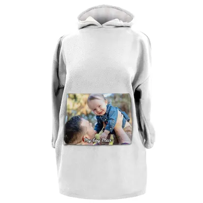 - XS (40cm x 35cm) - White Fleece Fabric (Personalised with Text)