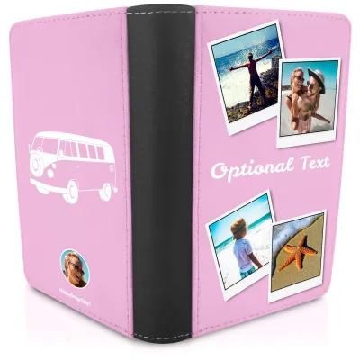 (UK Standard 21cm) (Camper Van Icon) Baby Pink (Personalised with Text)