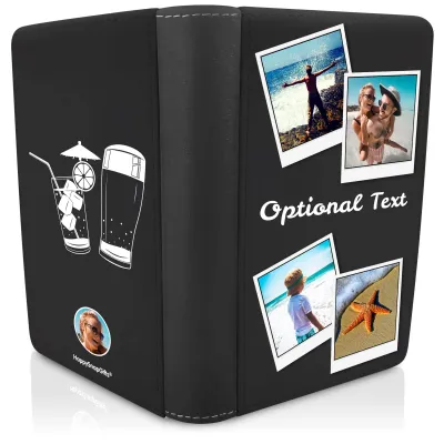 (UK Standard 21cm) (Drinks Icon) Black (Personalised with Text)