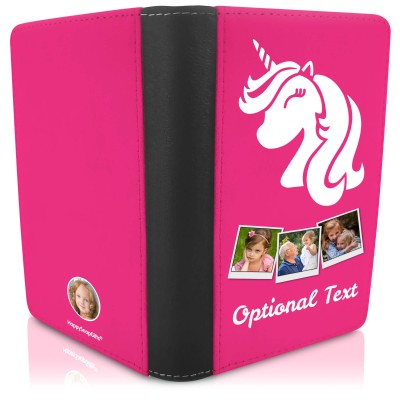 (UK Standard 21cm) (Unicorn Icon) Hot Pink (Fuchsia) (Personalised with Text)