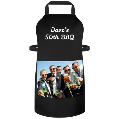 (90cm x 70cm) Black Cotton Fabric (Personalised with Text) and Photo Printed Pocket