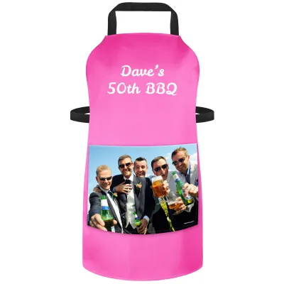 (70cm x 55cm) - Hot Pink Cotton Fabric (Personalised with Text) and Photo Printed Pocket