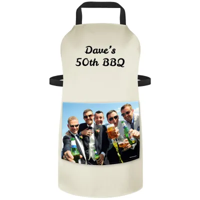 (70cm x 55cm) - Natural Cotton Fabric (Personalised with Text) and Photo Printed Pocket