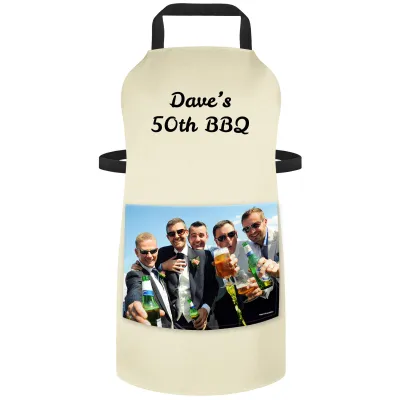 (70cm x 55cm) - Natural Organic Cotton (Personalised with Text) and Photo Printed Pocket