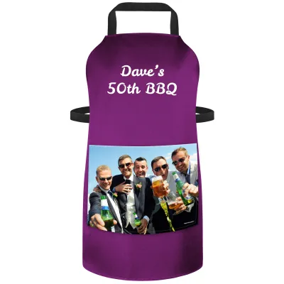 (90cm x 70cm) - Purple Cotton Fabric (Personalised with Text) and Photo Printed Pocket