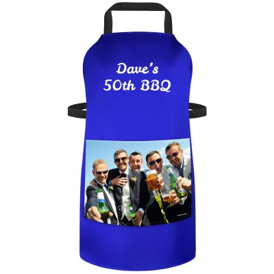 (90cm x 70cm) - Royal Blue Cotton Fabric (Personalised with Text) and Photo Printed Pocket