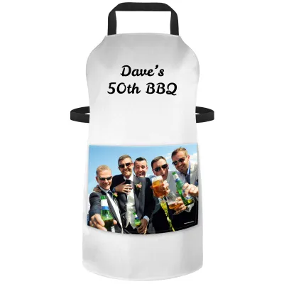 (90cm x 70cm) - White Cotton Fabric (Personalised with Text) and Photo Printed Pocket