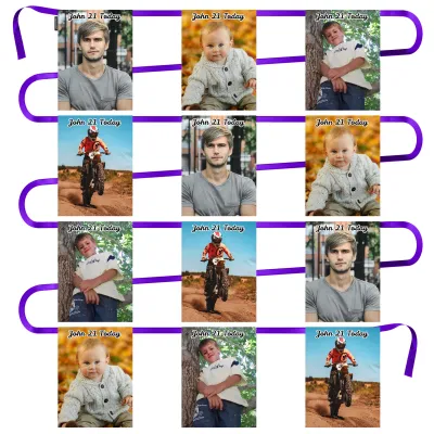 - 5 Metres with 12 Rectangle Flags (28cm) Mock Suede Polyester Fabric (Personalised with Text)