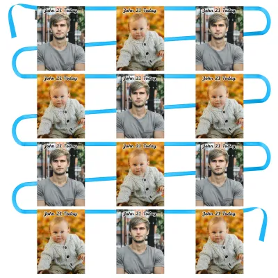 - 5 Metres with 12 Rectangle Flags (28cm) Mock Suede Polyester Fabric (Personalised with Text)