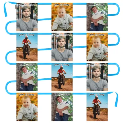 - 5 Metres with 12 Rectangle Flags (28cm) Mock Suede Polyester Fabric (Personalised with Text)