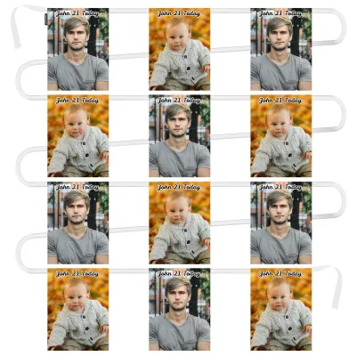 - 5 Metres with 12 Rectangle Flags (28cm) Mock Suede Polyester Fabric (Personalised with Text)