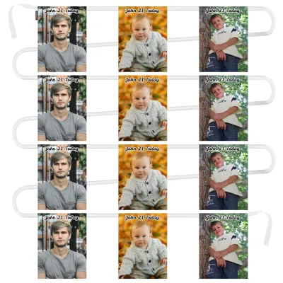 - 5 Metres with 12 Rectangle Flags (28cm) Mock Suede Polyester Fabric (Personalised with Text)