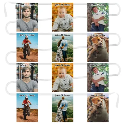 - 5 Metres with 12 Rectangle Flags (28cm) Mock Suede Polyester Fabric (Personalised with Text)