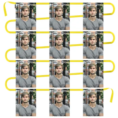 - 5 Metres with 12 Rectangle Flags (28cm) Mock Suede Polyester Fabric (Personalised with Text)