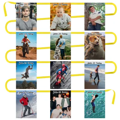 - 5 Metres with 12 Rectangle Flags (28cm) Mock Suede Polyester Fabric (Personalised with Text)