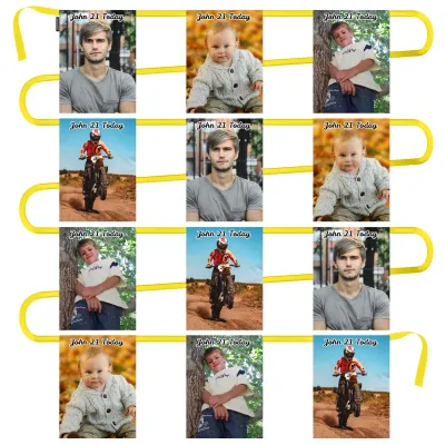 - 5 Metres with 12 Rectangle Flags (28cm) Mock Suede Polyester Fabric (Personalised with Text)