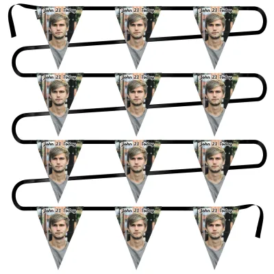 - 5 Metres with 12 Triangle Flags (28cm) Mock Suede Polyester Fabric (Personalised with Text)