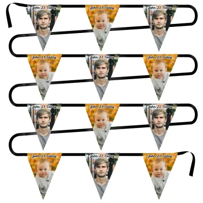 - 5 Metres with 12 Triangle Flags (28cm) Mock Suede Polyester Fabric (Personalised with Text)