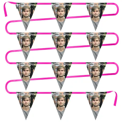 - 5 Metres with 12 Triangle Flags (28cm) Mock Suede Polyester Fabric (Personalised with Text)