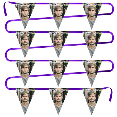 - 5 Metres with 12 Triangle Flags (28cm) Mock Suede Polyester Fabric (Personalised with Text)