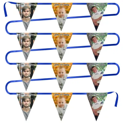 - 5 Metres with 12 Triangle Flags (28cm) Mock Suede Polyester Fabric (Personalised with Text)