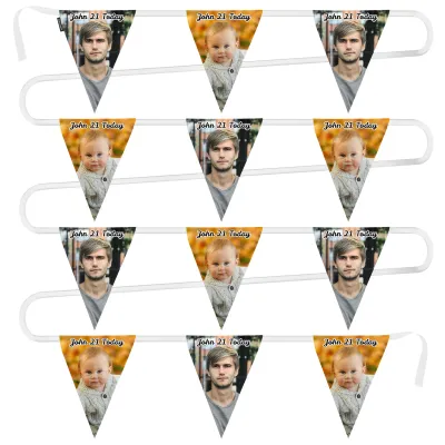 - 5 Metres with 12 Triangle Flags (28cm) Mock Suede Polyester Fabric (Personalised with Text)