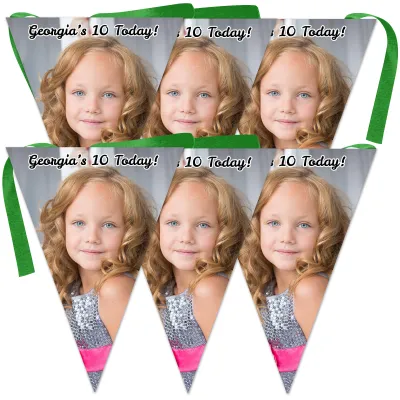 6 Flags (18cm x 13cm) per 150cm DIY Bunting 6 Flags (1 Photo) (Personalised with Text)