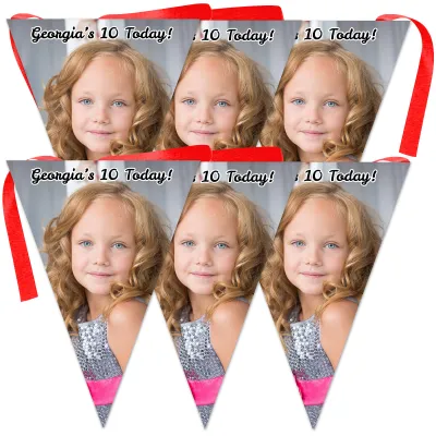 6 Flags (18cm x 13cm) per 150cm DIY Bunting 6 Flags (1 Photo) (Personalised with Text)