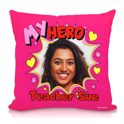 (40cm Square) with Hearts & Stars Design Soft Velvet Polyester Fabric (Personalised with Text)