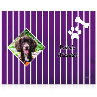 (55cm x 40cm) with Puppy Theme Purple Soft Velvet Polyester Fabric (Personalised with Text)