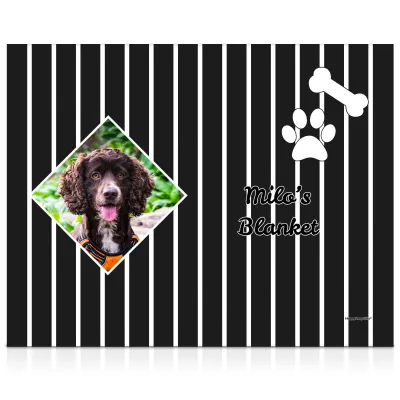 (75cm x 55cm) with Puppy Theme Black Soft Velvet Polyester Fabric (Personalised with Text)