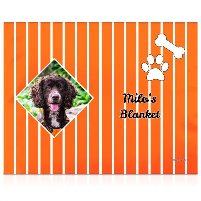 (75cm x 55cm) with Puppy Theme Burnt Orange Soft Velvet Polyester Fabric (Personalised with Text)