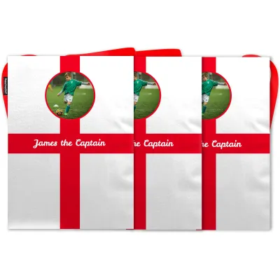 - 5 Metres with 12 Rectangle Flags (28cm) with St George's Cross Design Mock Suede Polyester Fabric (Personalised with Text)