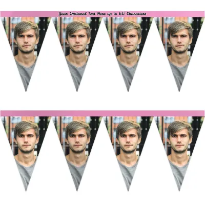 - 1 Metre with 8 Flags (20cm) Baby Pink Mock Suede Polyester Fabric (Personalised with Text)