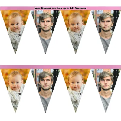 - 1 Metre with 8 Flags (20cm) Baby Pink Mock Suede Polyester Fabric (Personalised with Text)