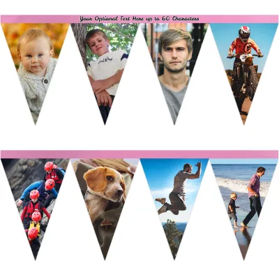 - 1 Metre with 8 Flags (20cm) Baby Pink Mock Suede Polyester Fabric (Personalised with Text)